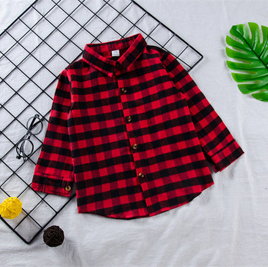 Blusa Infantil a Cuadros Rojo con Estampado de Letras - Image 2