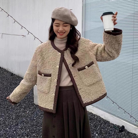 Abrigo de Lana Cordero Suelto para Mujer - Otoño e Invierno - Image 2