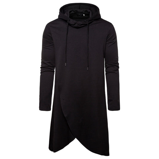 Sudadera Hoodie Slim Fit Irregular de Largo Medio en Colores Sólidos para Hombre - Image 2