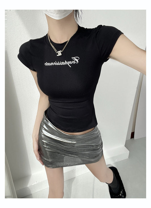 Blusa Deportiva Mujer Cuello Redondo Mangas Cortas Contraste de Colores - Image 2