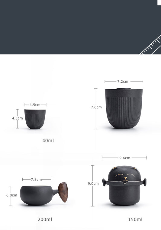 Juego de Té Portátil con Bolsa - Tetera de Cerámica para Viajes - Image 2