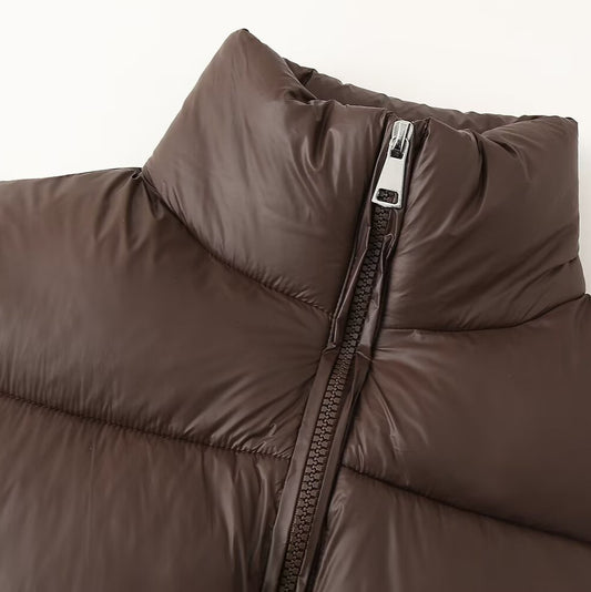 Abrigo de Algodón con Cuello Mao Minimalista y Versátil para Mujer - Image 2