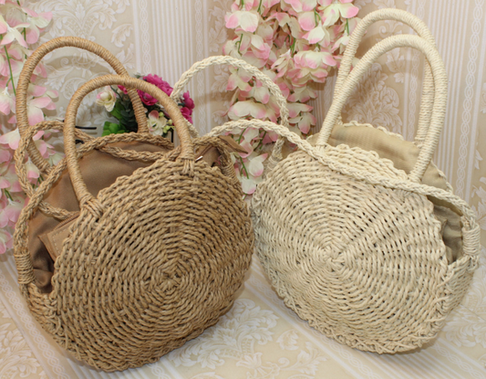 Bolso Tejido de Rafia Redondo - Bolsa de Playa Artesanal para Mujer - Image 2