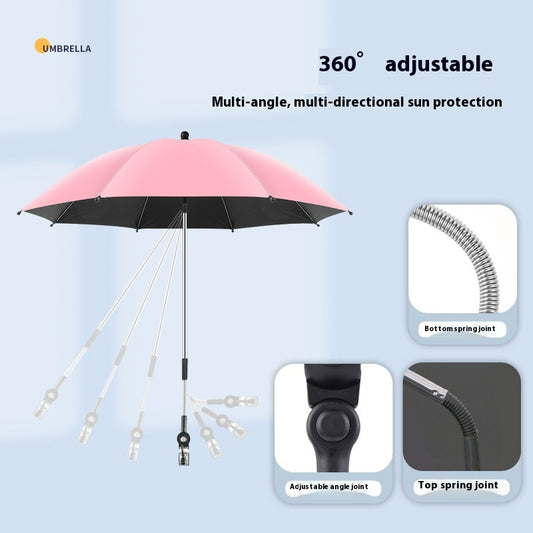 Sombrilla Parasol UV para Cochecito de Bebé - Protección Solar Negra - Image 2