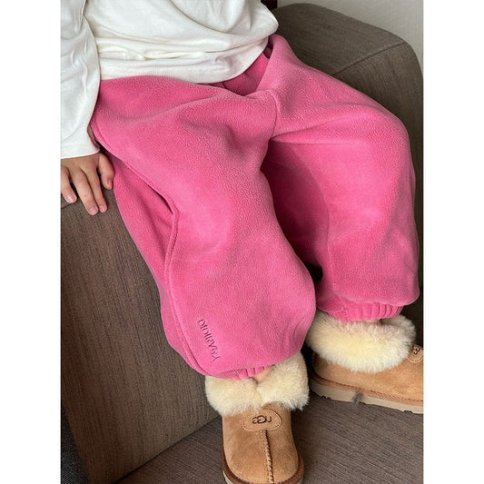 Pantalones de Buzo para Niñas Rojo Rosado - Otoño e Invierno - Image 2