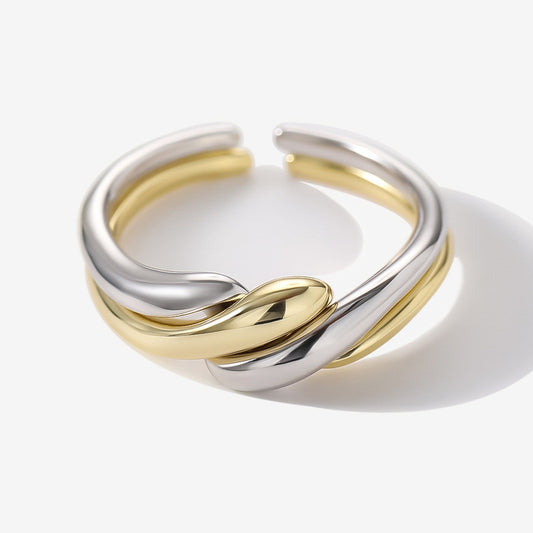 Anillo de Plata S925 con Textura de Ondas Irregulares para Mujer - Image 2
