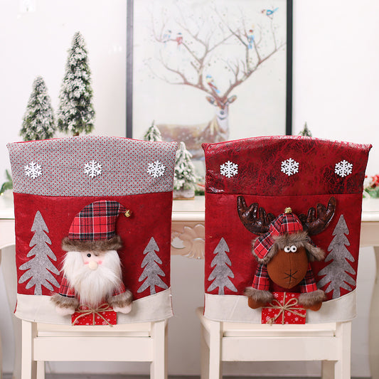 Funda de Silla 3D Navideña con Diseño de Papá Noel y Muñeco de Nieve - Image 2