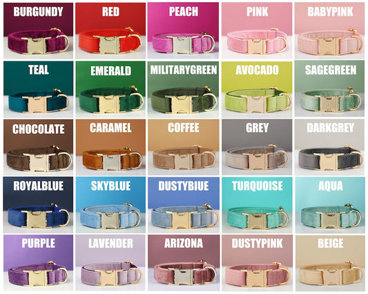 Collar y Correa para Perro de Terciopelo Personalizable con Moño - Image 2