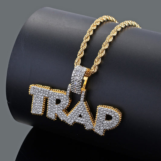 Dije Personalizado TRAP Letra Cobre con Circonita Hip-hop - Image 2