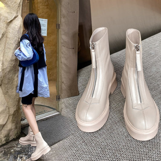 Botas Motociclista de Cuero con Cierre Frontal - Estilo Versátil - Image 2