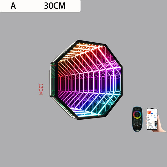 Lámpara de Pared Octagonal Espejo Melaleuca con Luz LED Colorida - Image 2