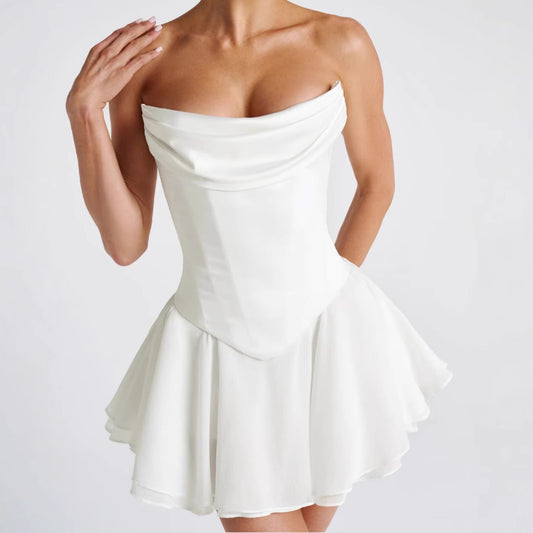 Vestido Tubo Francés de Color Sólido con Mangas - Image 2