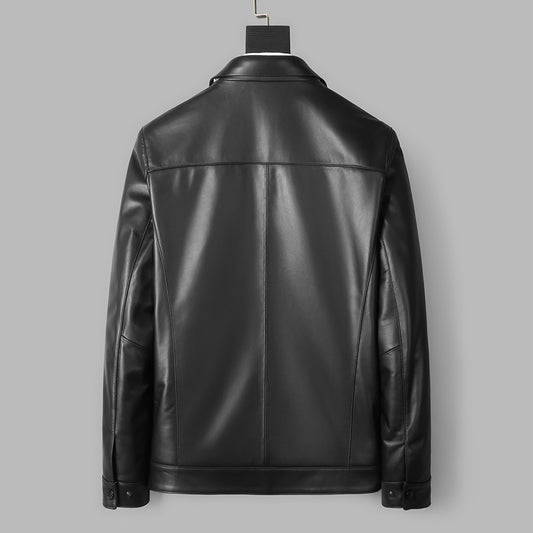 Chaqueta de Cuero Genuino Tipo Business con Solapas Cortas - Estilo Ejecutivo - Image 2