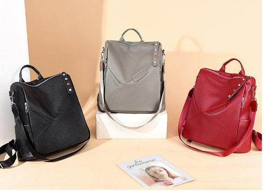 Mochila de Cuero PU Estilo Universitario para Mujer - Bolso Escolar Minimalista - Image 2