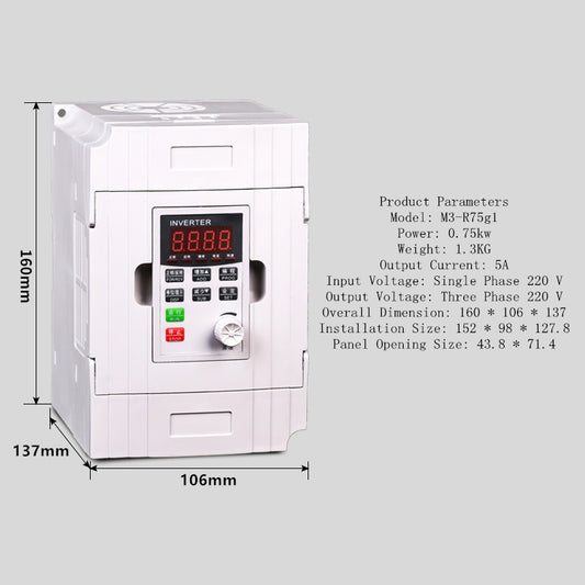Variador de Frecuencia Trifásico 380V - Control de Velocidad 0.75 a 7.5kW - Image 2