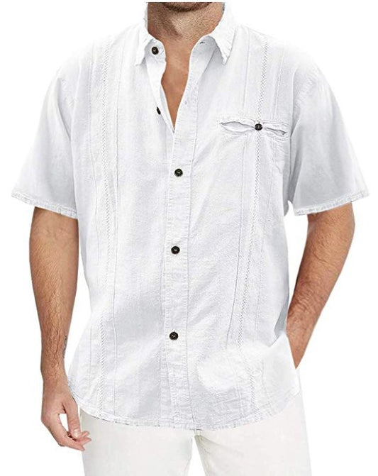 Cardigan de Lino Manga Corta para Hombre - Colores Sólidos - Image 2