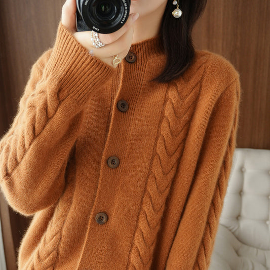 Cardigan Tejido Grueso con Solapa Suelta y Textura Retorcida - Image 2