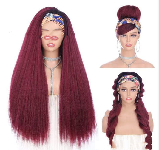 Bandana Peluca Cubrecabeza Cabello Largo Efecto Seda de Maíz - Image 2