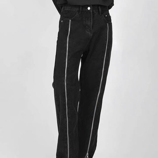 Jeans Rectos Talla Grande con Diseño de Cierre Moderno - Image 2