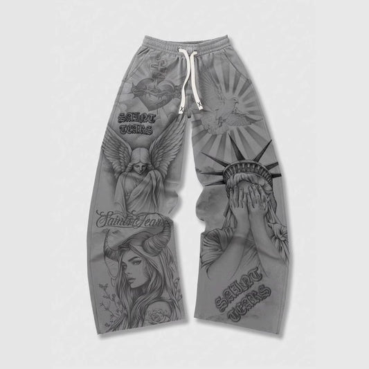 Pantalones Casuales Holgados para Hombre con Estampado Retro - Image 2