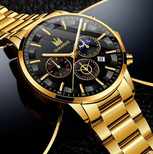 Reloj de Cuarzo Grande con Tres Ojos y Calendario - Diseño Redondo Elegante - Image 2