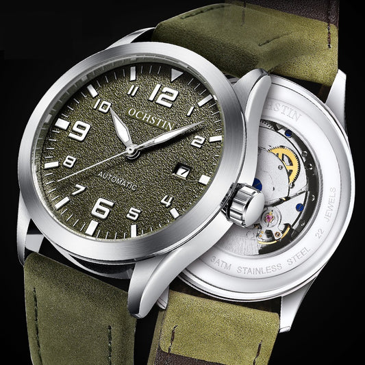 Reloj Mecánico Automático Retro Cuero Genuino Estilo Ejecutivo - Image 2