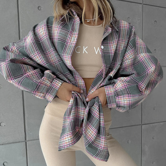 Camisa Cuadriculada 100% Algodón para Mujer - Image 2