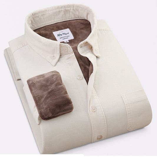 Camisa de Pana de Algodón Puro Cálida de Manga Larga para Hombre - Image 2