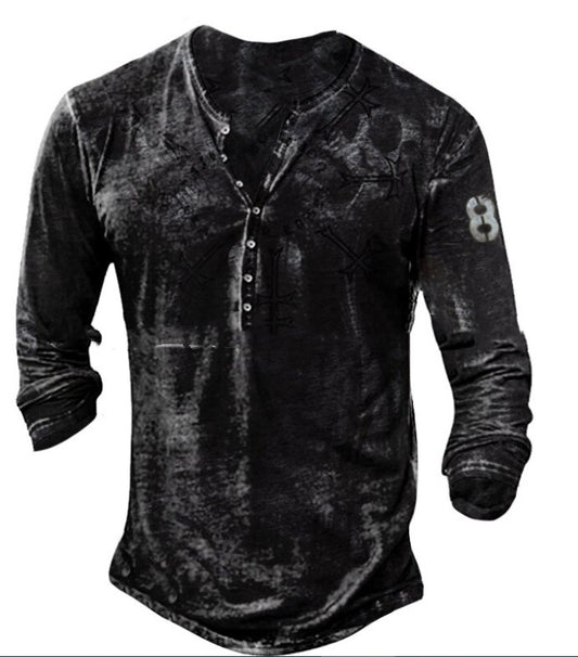 Camiseta Casual de Manga Larga con Estampado Moderno para Hombre - Image 2