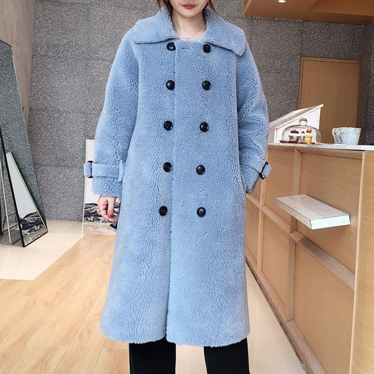 Abrigo de Lana Merina y Piel de Oveja - Largo Elegante con Textura Dream Grain - Image 2