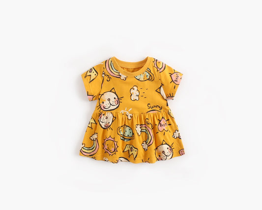 Vestido Infantil Estampado con Dibujos Animados - Manga Corta Verano - Image 2