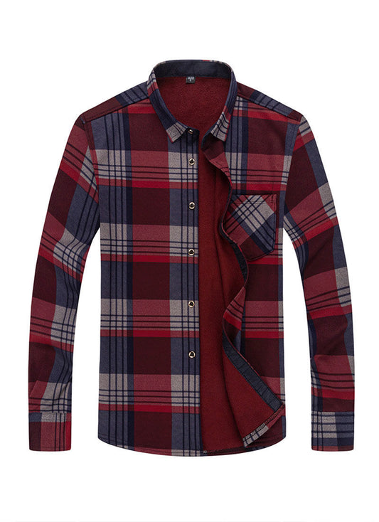 Camisa Térmica Acolchada de Terciopelo para Hombre Talla Grande - Image 2