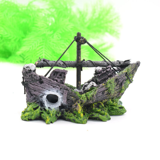 Decoración de Acuario Barco de Red - Paisaje en Miniatura para Peceras - Image 2