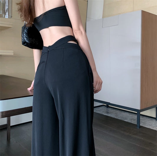 Pantalones Anchos Mujer Verano Talle Alto Tejido Calado - Image 2