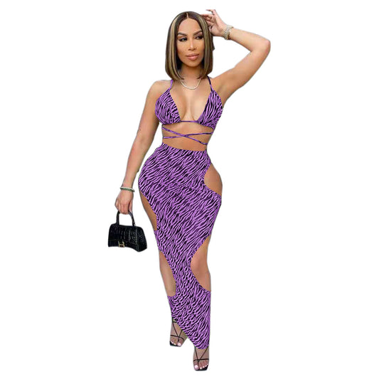 Traje de Baño Bikini con Falda Estampada y Detalles Recortados - Image 2