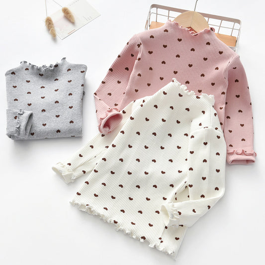Camisa Infantil de Manga Larga Primavera Otoño con Diseño de Corazón - Image 2