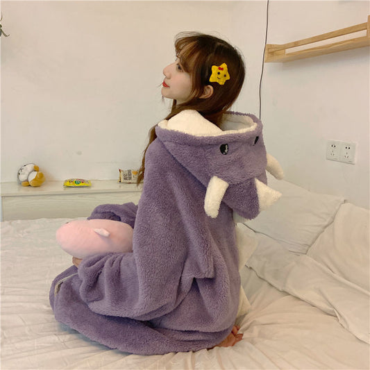 Pijama Largo con Capucha y Orejas de Felpa para Mujer - Otoño e Invierno - Image 2