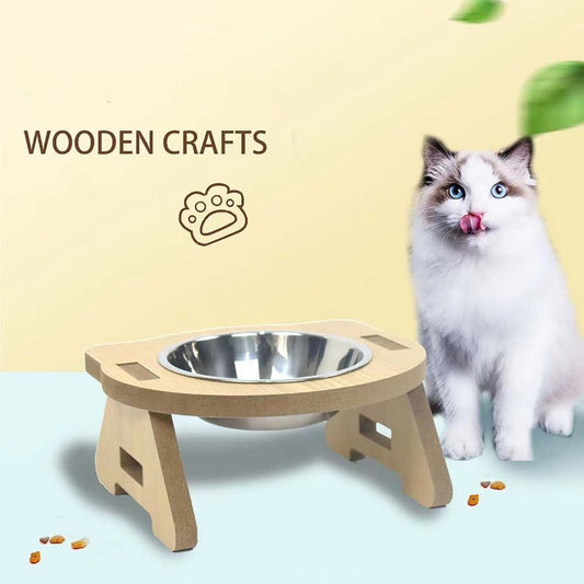 Comedero Doble para Gatos de Madera con Protección Cervical y Tazones Antivuelco - Image 2