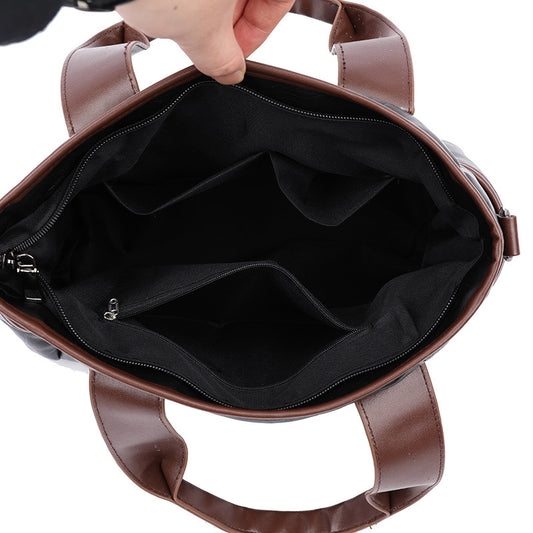 Bolso Mensajero de Cuero con Contraste Retro - Image 2