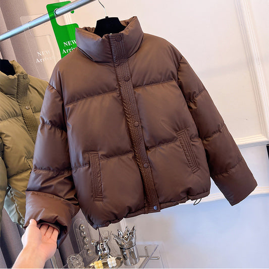Chaqueta Acolchada de Cuero PU con Cuello Alto para Mujer - Image 2