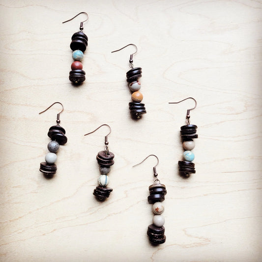 **Aqua Terra and Wood Drop Earrings 225d