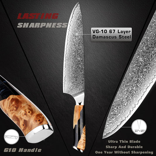 Cuchillo de Chef Damasco Profesional - Acero de Damasco Premium - Image 2