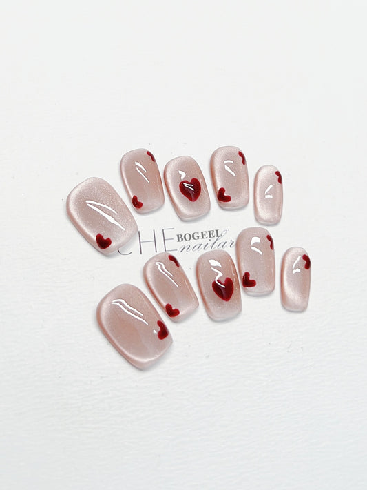 Uñas Postizas Cuadradas Blancas Cat Eye - Parches Adhesivos - Image 2