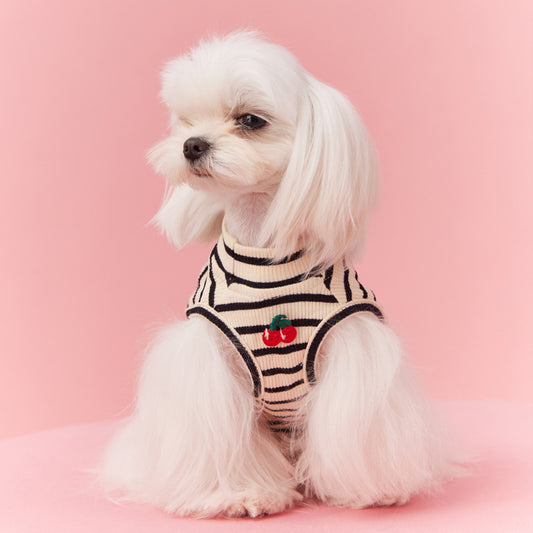 Chaleco sin Mangas Schnauzer Teddy Bichón a Rayas Cerezo - Image 2