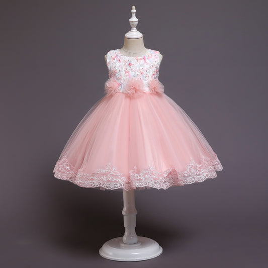 Vestido Princesa Niña Plisado Malla Elegante - Image 2