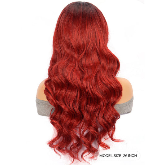 Peluca Larga Ondas Grandes Rojo Intenso - Fibra Sintética Premium - Image 2