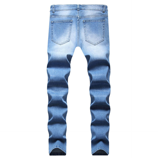 Jeans Slim Ajustados con Desgarre Estilo Europeo para Hombre - Image 2