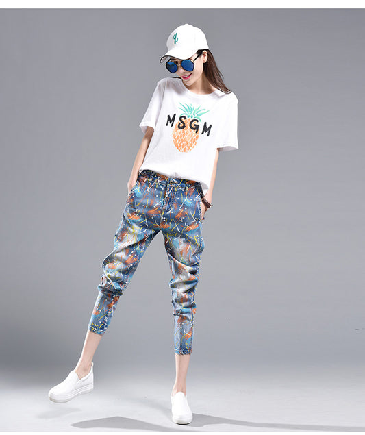 Pantalones Harem Cintura Alta con Estampado Artístico - Image 2