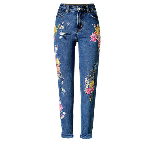 Jeans Talle Alto Slim Fit Rectos con Bordados Delanteros y Traseros - Image 2