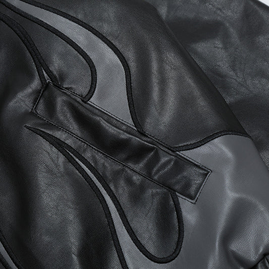 Chaqueta de Cuero para Hombre con Parches Bordados Estilo Locomotora Racing - Image 2